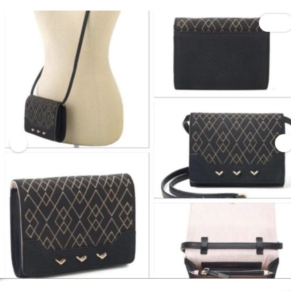 Stella & Dot‎ Nolita Sidekick Crossbody Bag Black Rose Gold